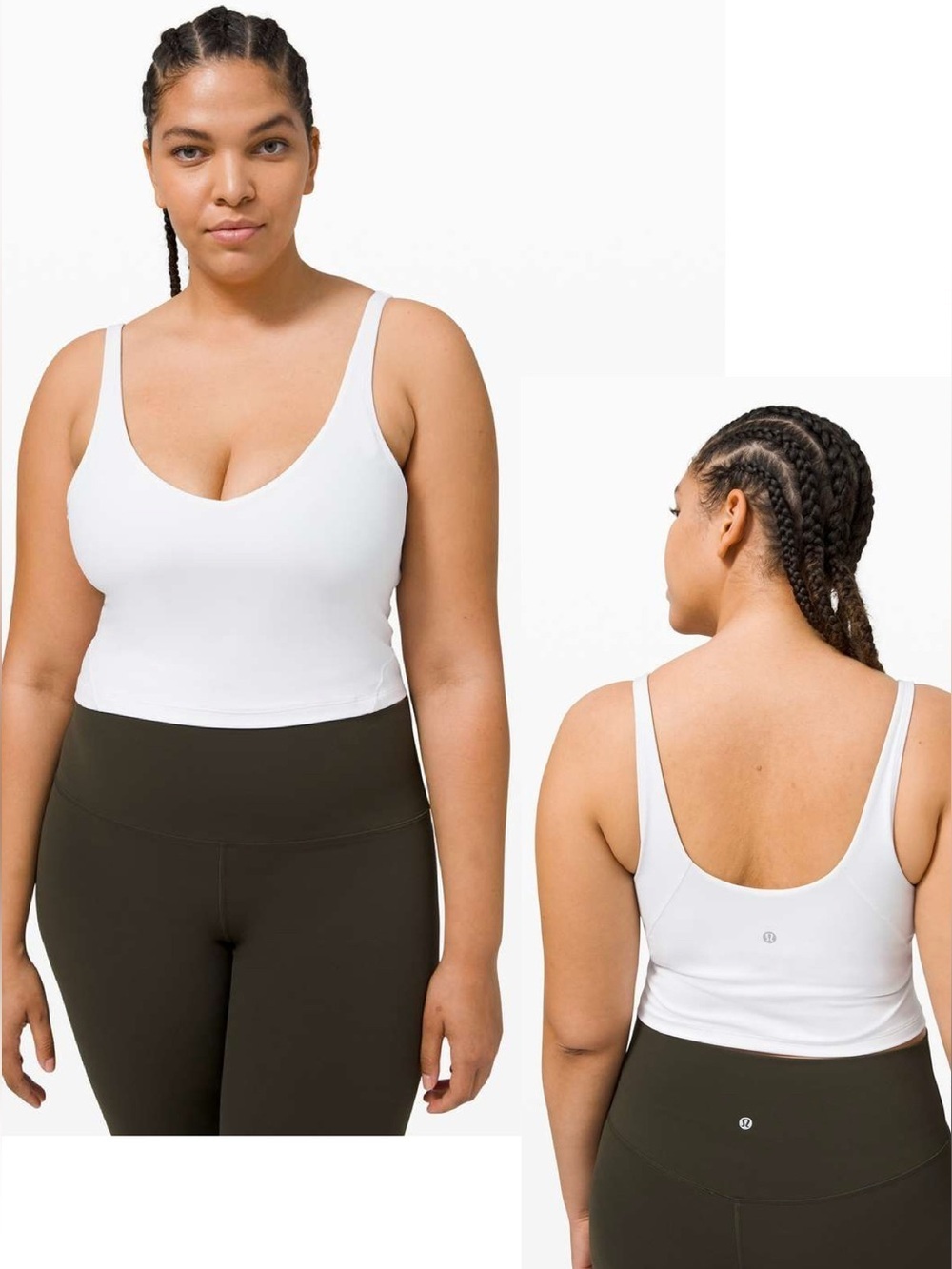 Lululemon Align Cropped Buttery Soft Yoga Tank Top Built in Bra in White Sz 8